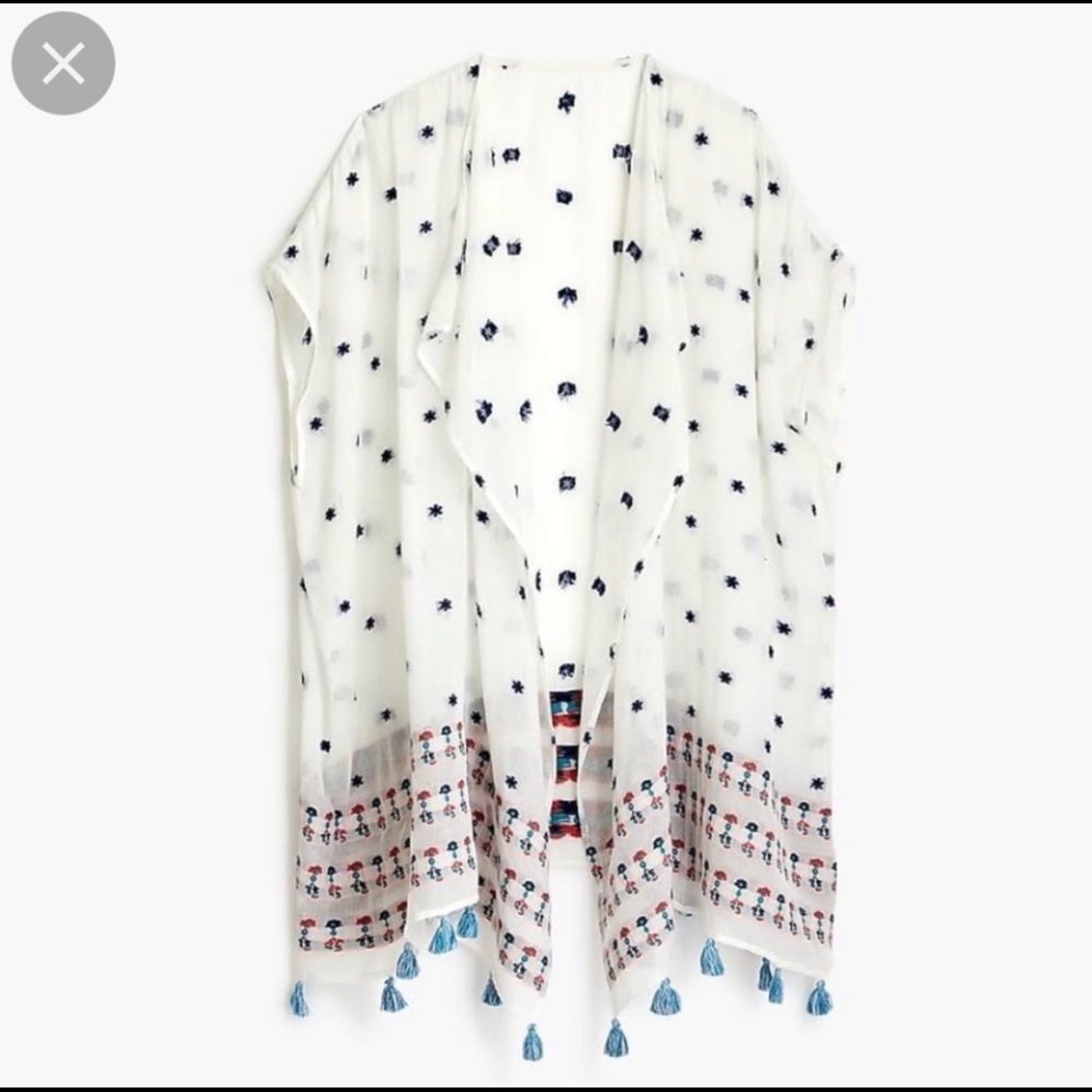 J Crew Embroidered Beach Poncho Coverup Shawl
